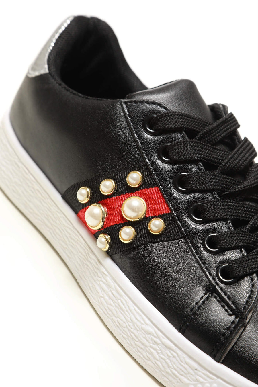 Ginnie pearl embellished three stripe trainer