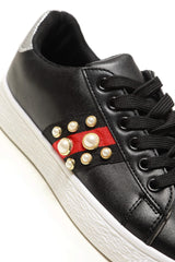 Ginnie pearl embellished three stripe trainer