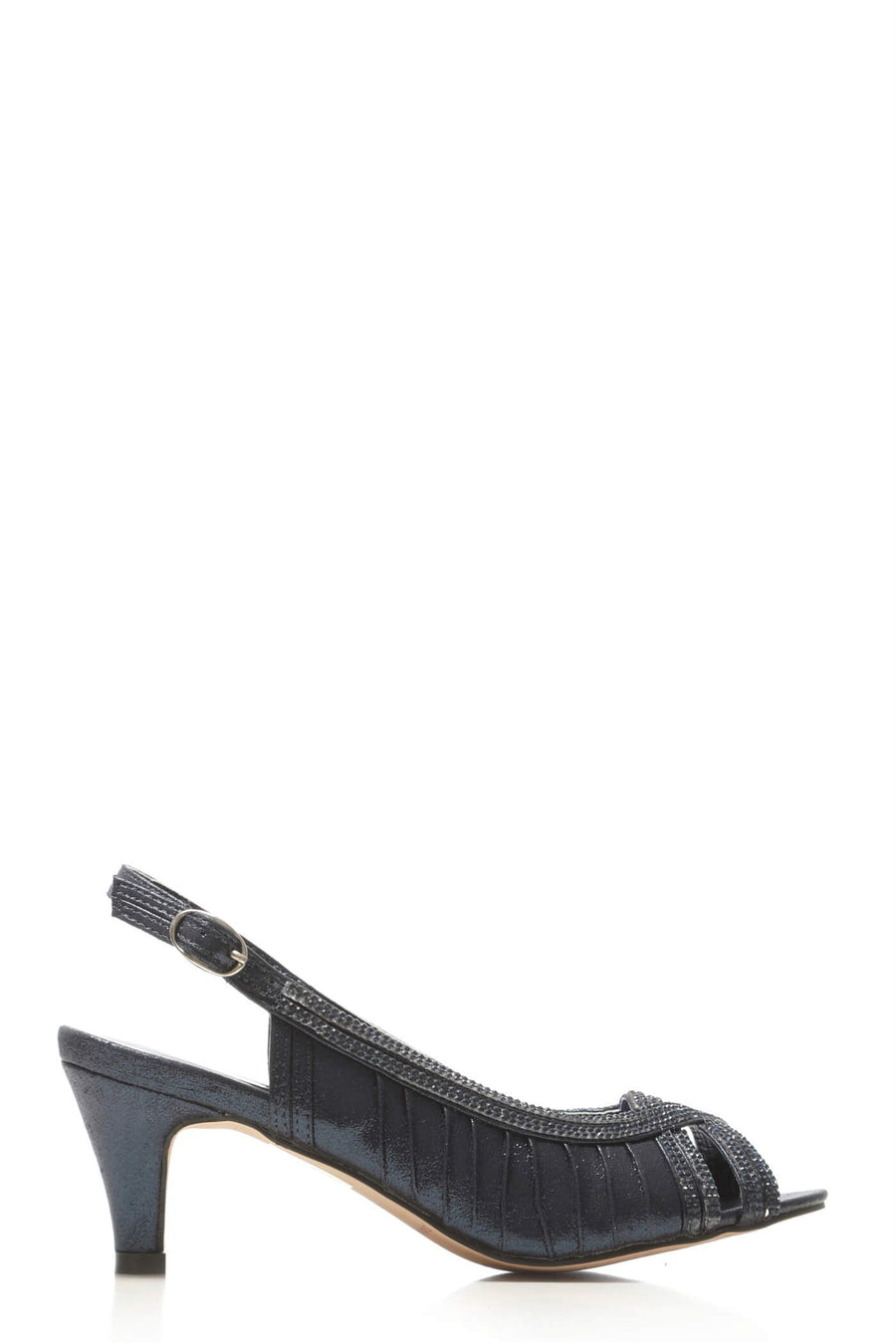 Tara low kitten heel open toe sling back shoe