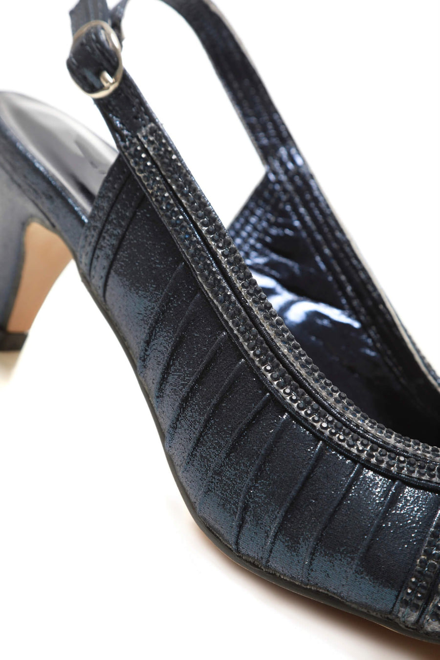 Tara low kitten heel open toe sling back shoe