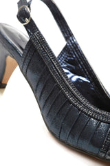 Tara low kitten heel open toe sling back shoe