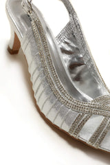 Tara low kitten heel open toe sling back shoe