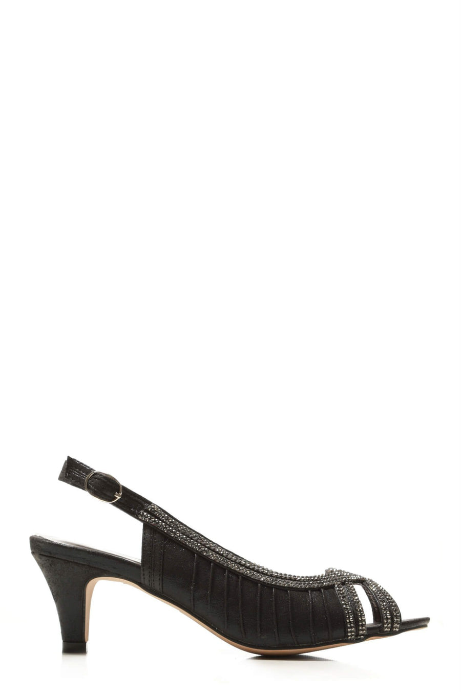 Tara low kitten heel open toe sling back shoe