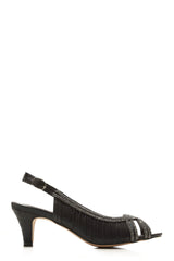 Tara low kitten heel open toe sling back shoe