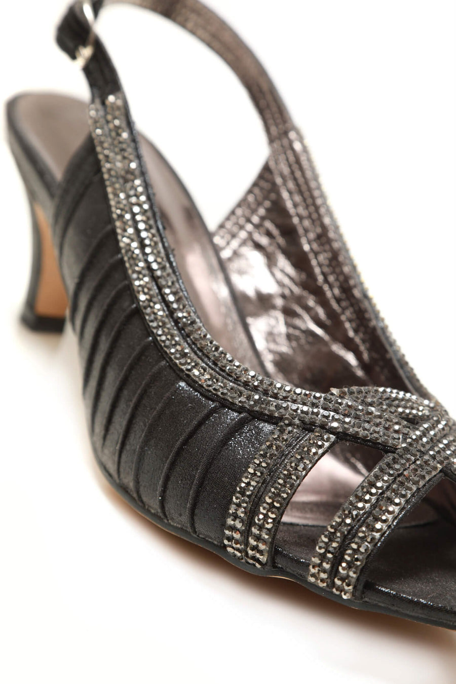Tara low kitten heel open toe sling back shoe