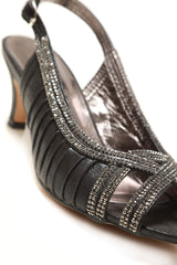 Tara low kitten heel open toe sling back shoe
