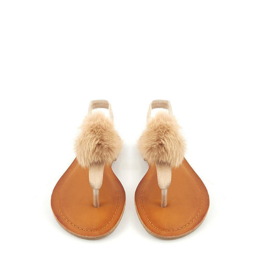 Cannia toe post pom pom flat sandal