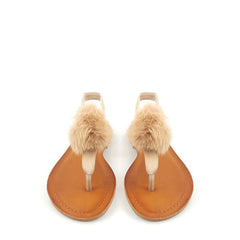 Cannia toe post pom pom flat sandal
