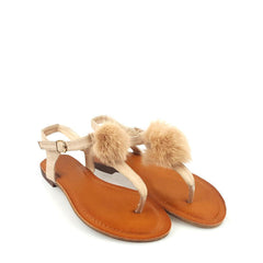 Cannia toe post pom pom flat sandal