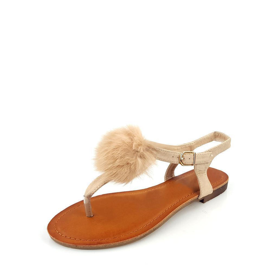 Cannia toe post pom pom flat sandal