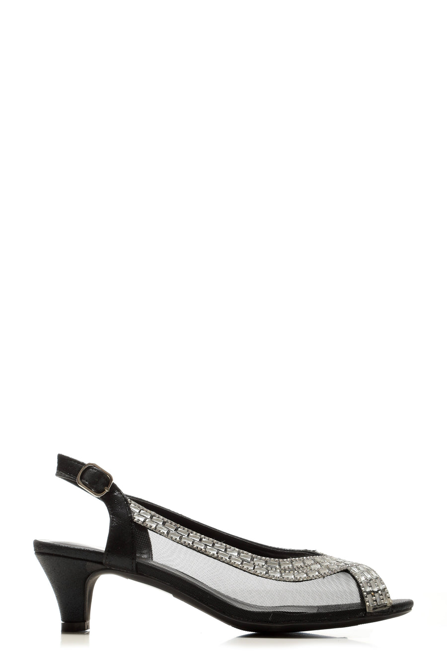 Kirsty open toe mesh diamante shoe