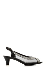 Kirsty open toe mesh diamante shoe