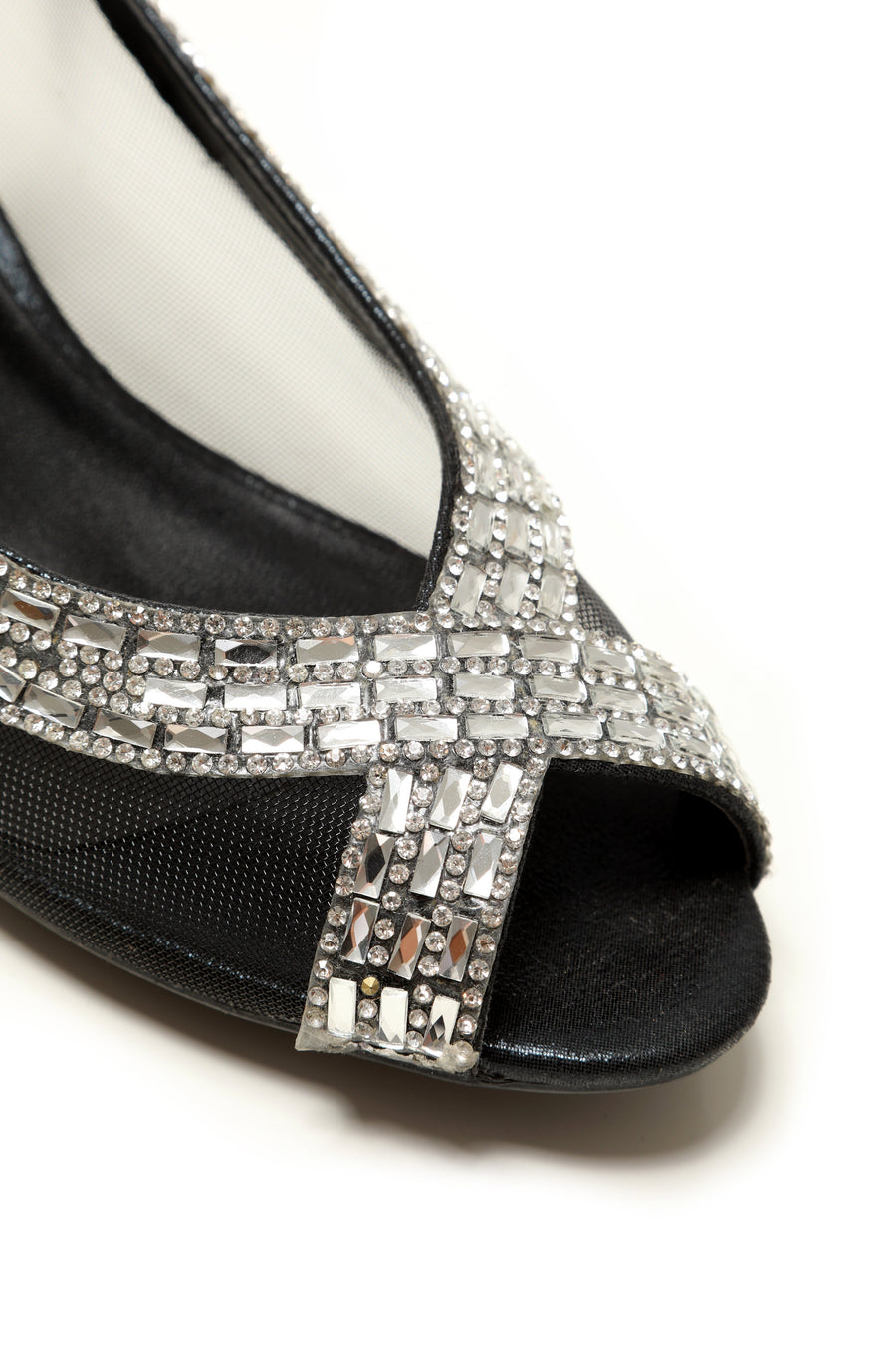 Kirsty open toe mesh diamante shoe