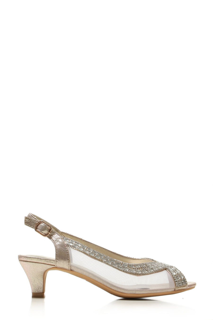 Kirsty open toe mesh diamante shoe