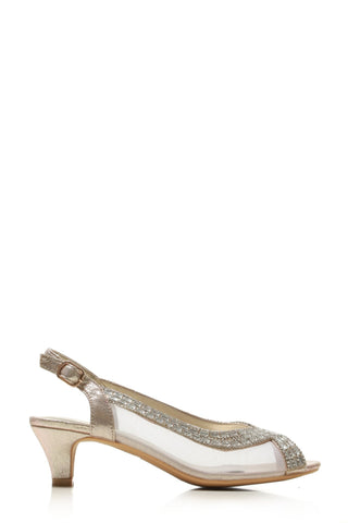 Kirsty open toe mesh diamante shoe