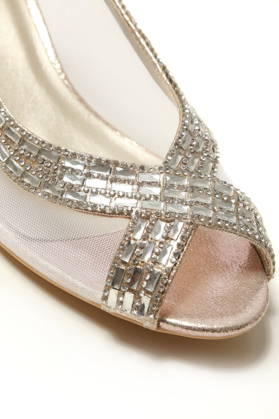 Kirsty open toe mesh diamante shoe