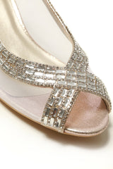 Kirsty open toe mesh diamante shoe