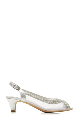 Kirsty open toe mesh diamante shoe