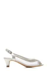 Kirsty open toe mesh diamante shoe
