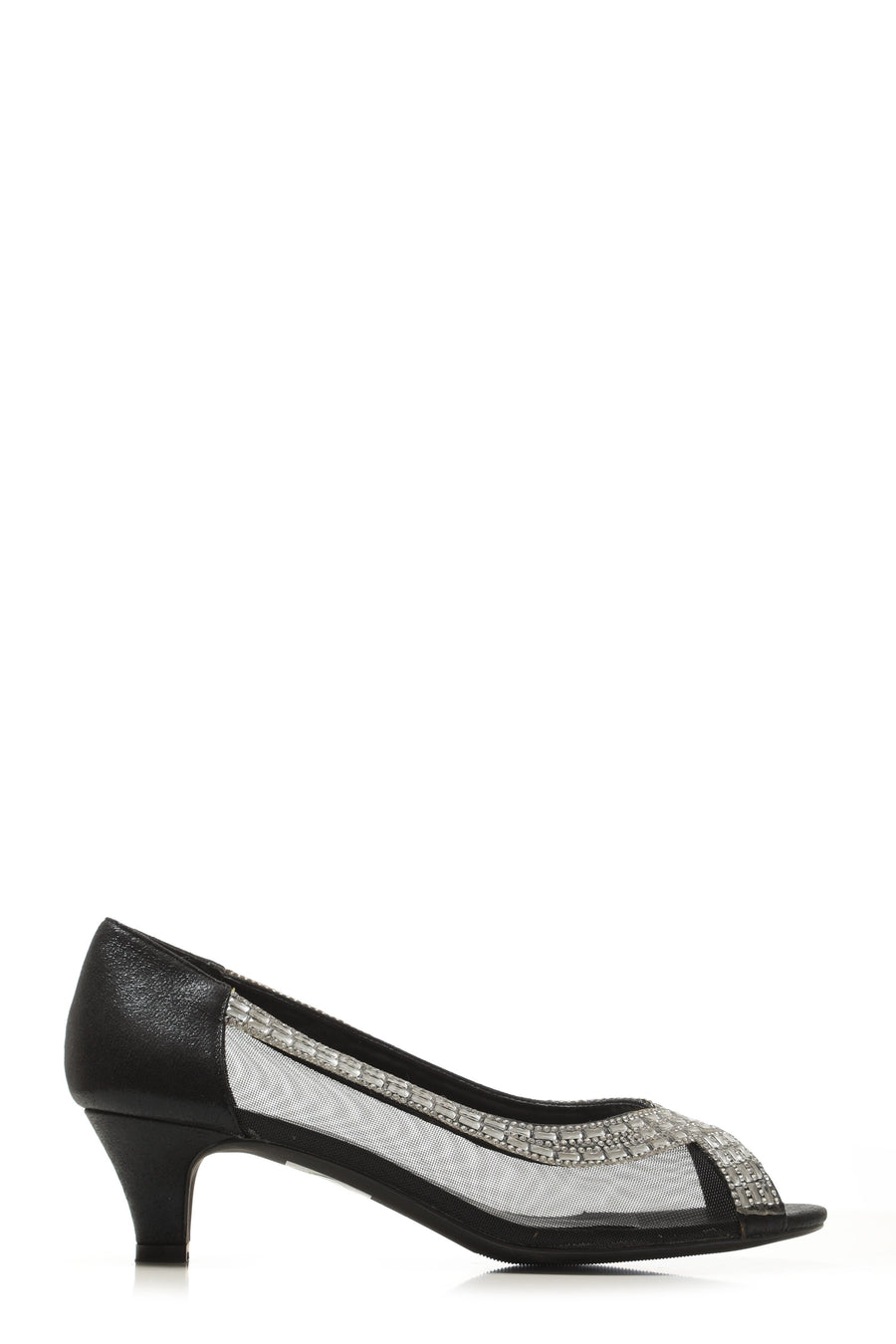 Willow kitten heel open toe diamante mesh