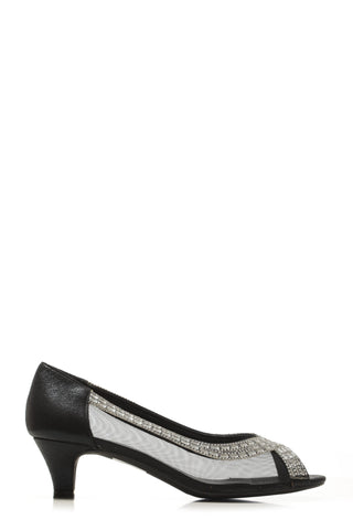 Willow kitten heel open toe diamante mesh