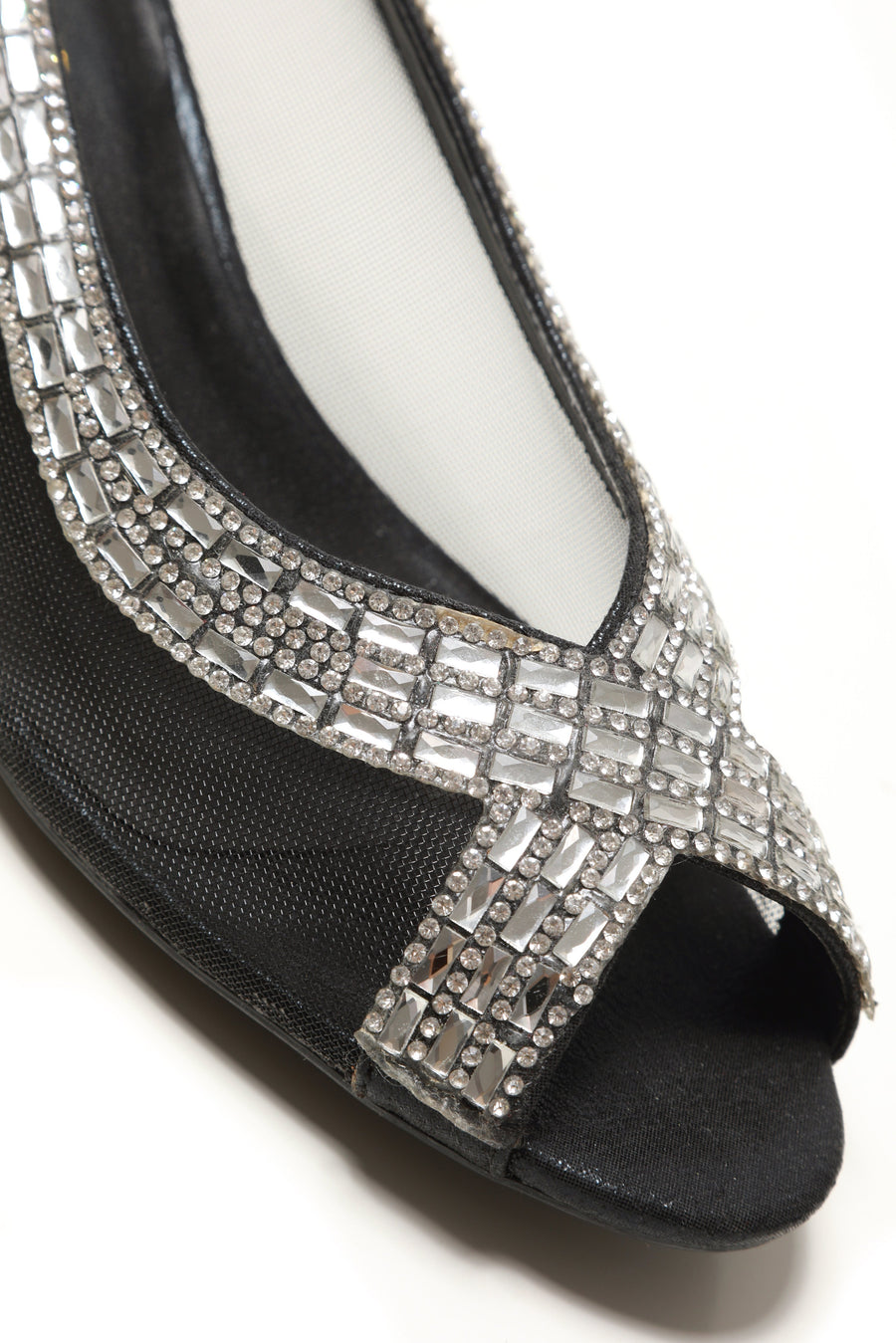 Willow kitten heel open toe diamante mesh