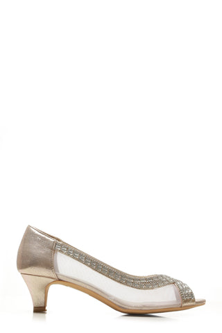 Willow kitten heel open toe diamante mesh