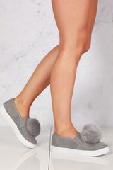 Sherrie faux fur pom pom skater pump