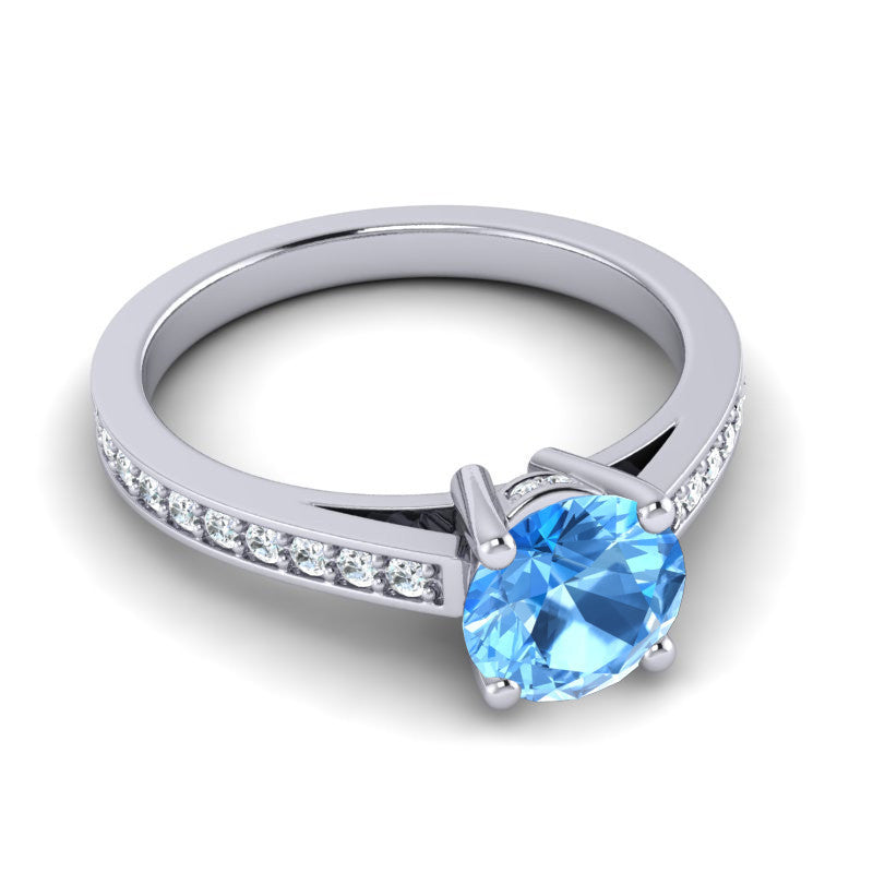 Swiss Blue Topaz and Diamond
