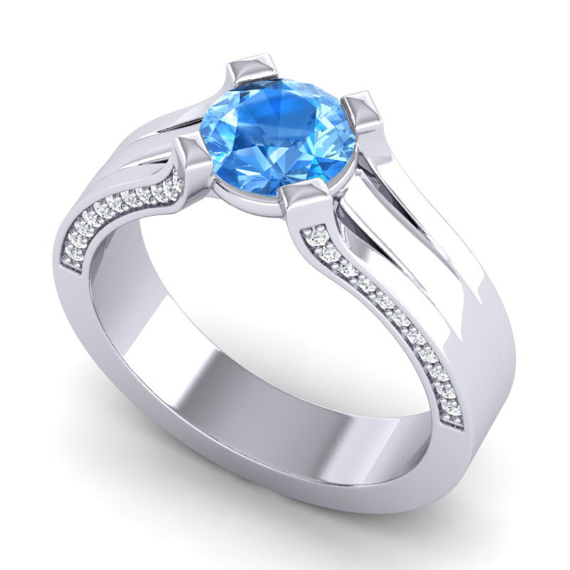 Swiss Blue Topaz and Diamond