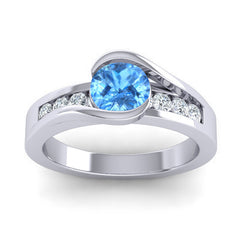 Swiss Blue Topaz and Diamond