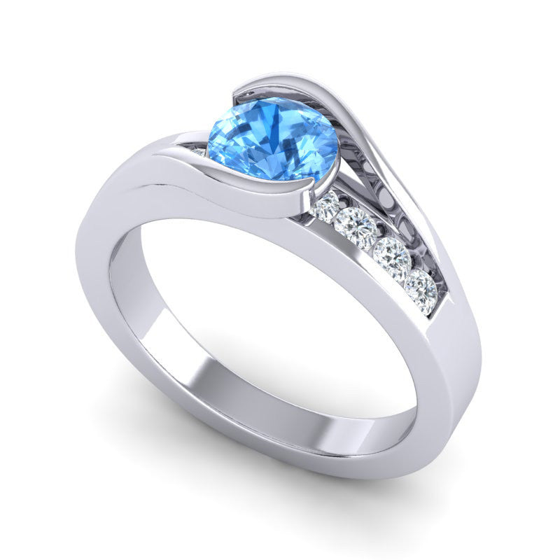 Swiss Blue Topaz and Diamond