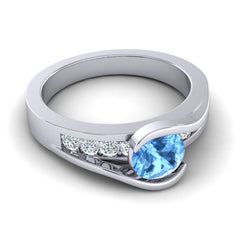 Swiss Blue Topaz and Diamond