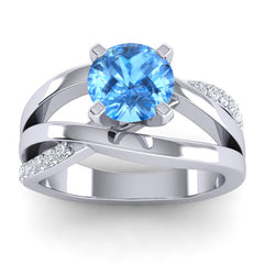 Swiss Blue Topaz and Diamond