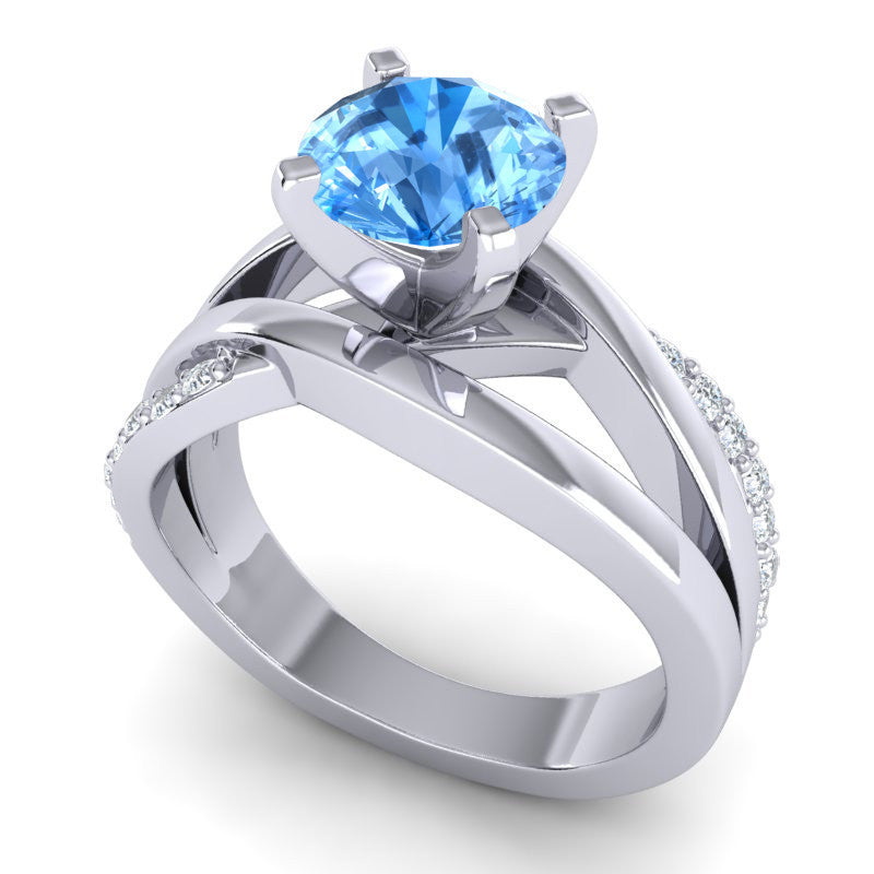 Swiss Blue Topaz and Diamond