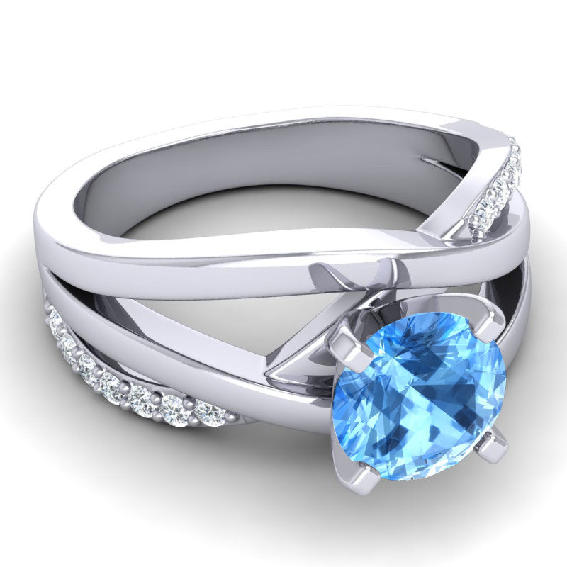 Swiss Blue Topaz and Diamond
