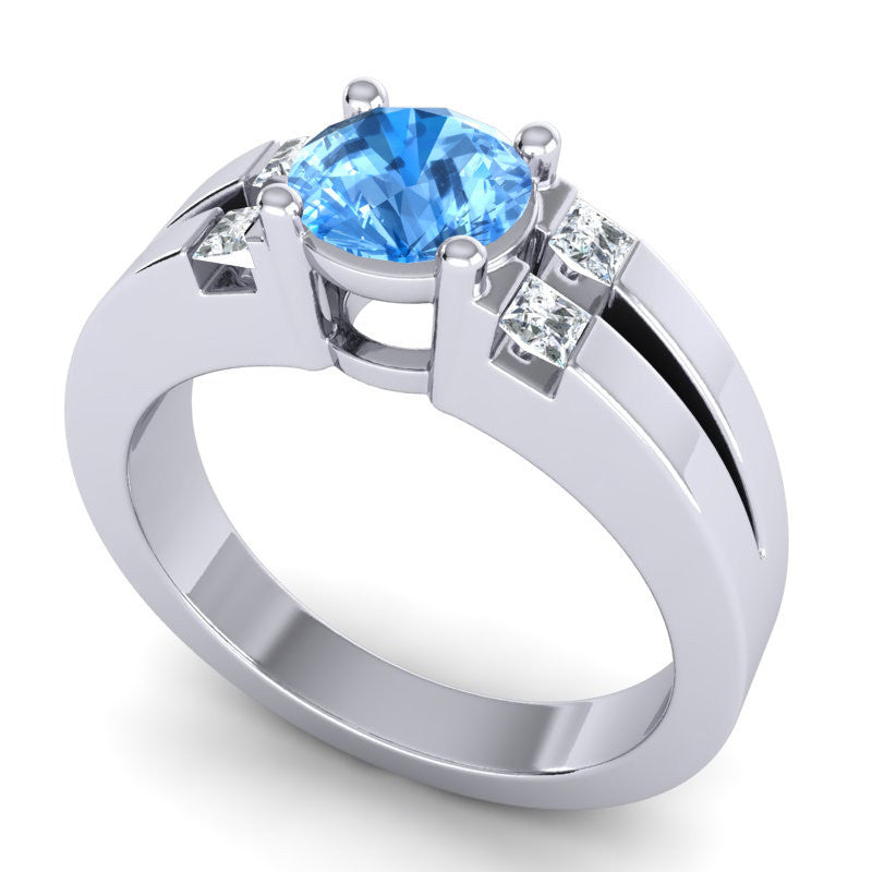 Swiss Blue Topaz and Diamond