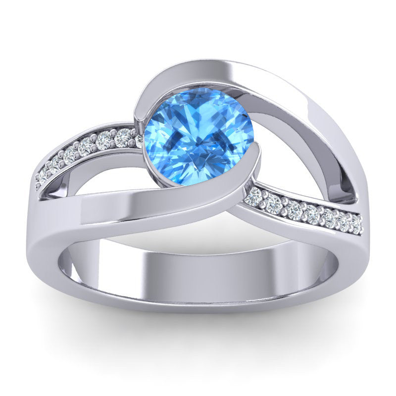 Swiss Blue Topaz and Diamond