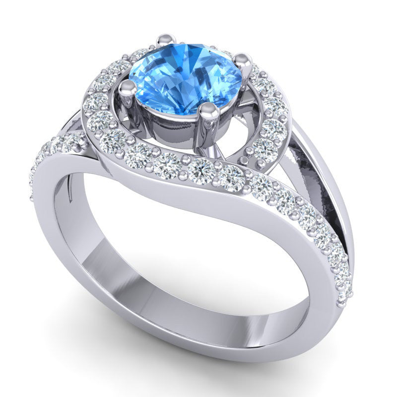 Swiss Blue Topaz and Diamond