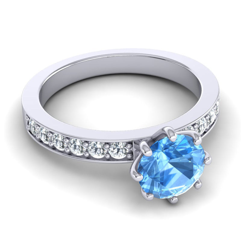 Swiss Blue Topaz and Diamond