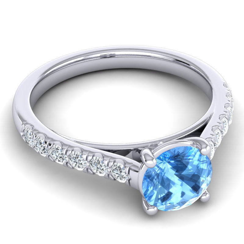 Swiss Blue Topaz and Diamond