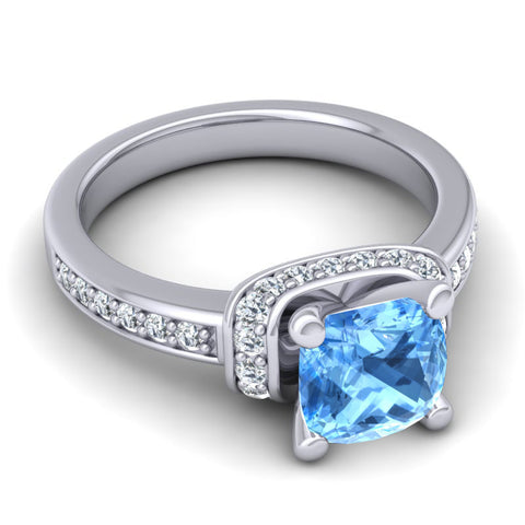Swiss Blue Topaz and Diamond