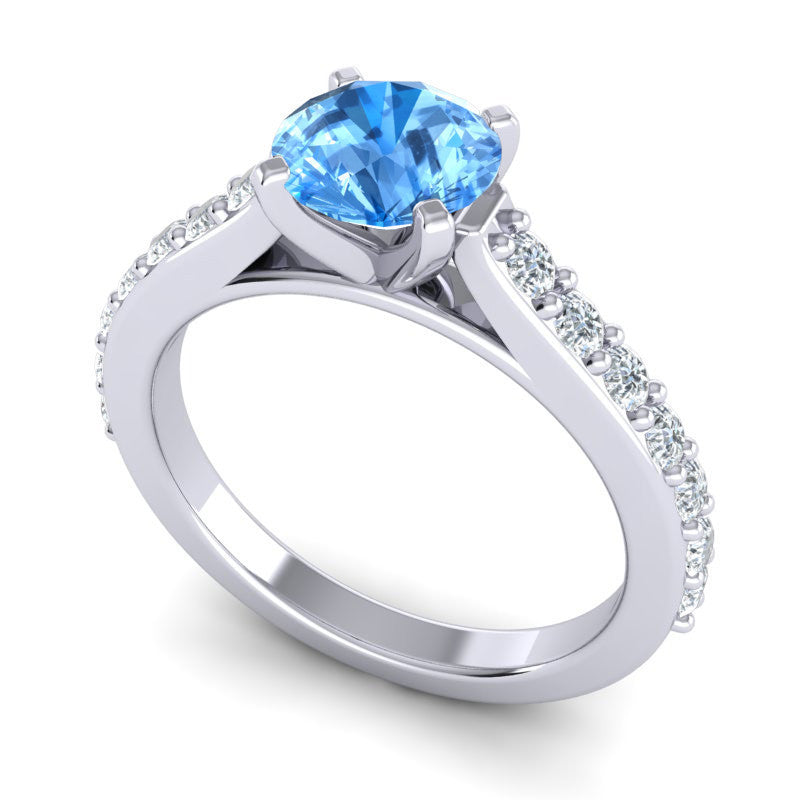 Swiss Blue Topaz and Diamond