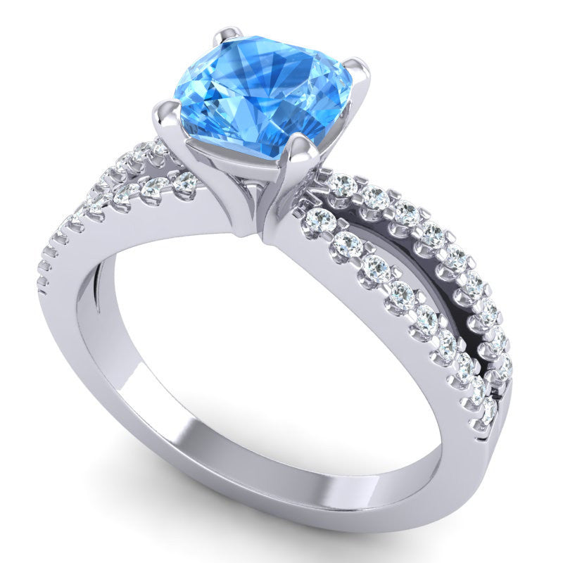 Swiss Blue Topaz and Diamond