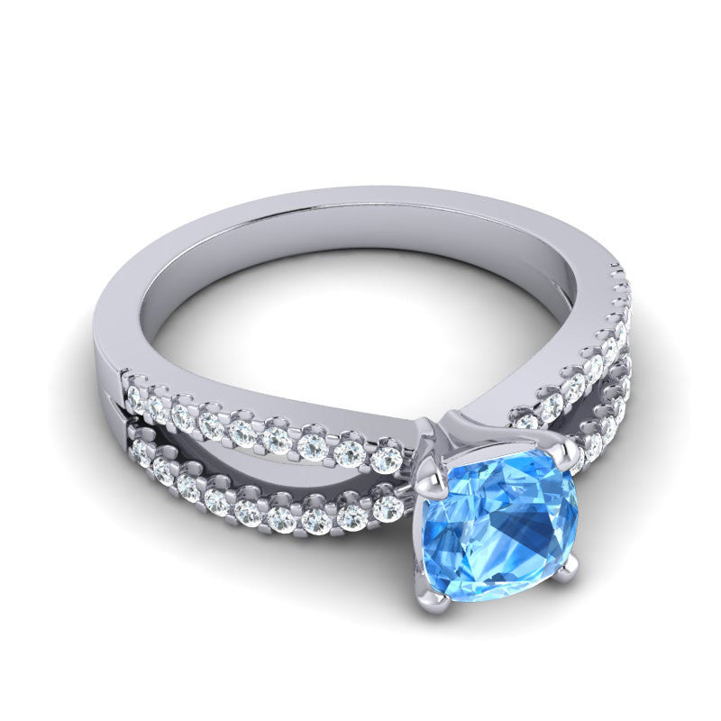 Swiss Blue Topaz and Diamond