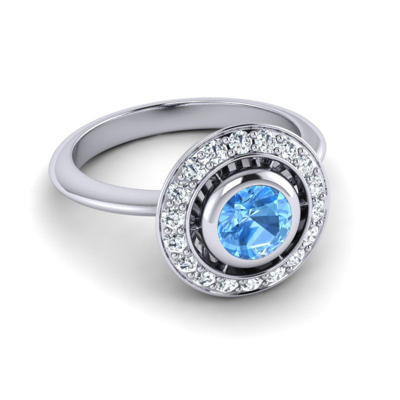Swiss Blue Topaz and Diamond