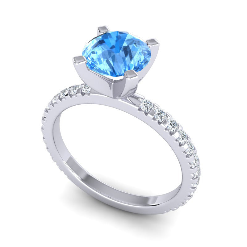 Swiss Blue Topaz and Diamond