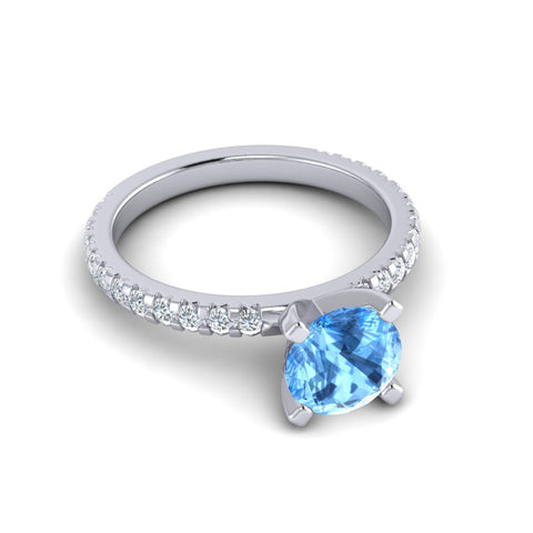 Swiss Blue Topaz and Diamond