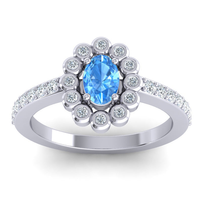Swiss Blue Topaz and Diamond