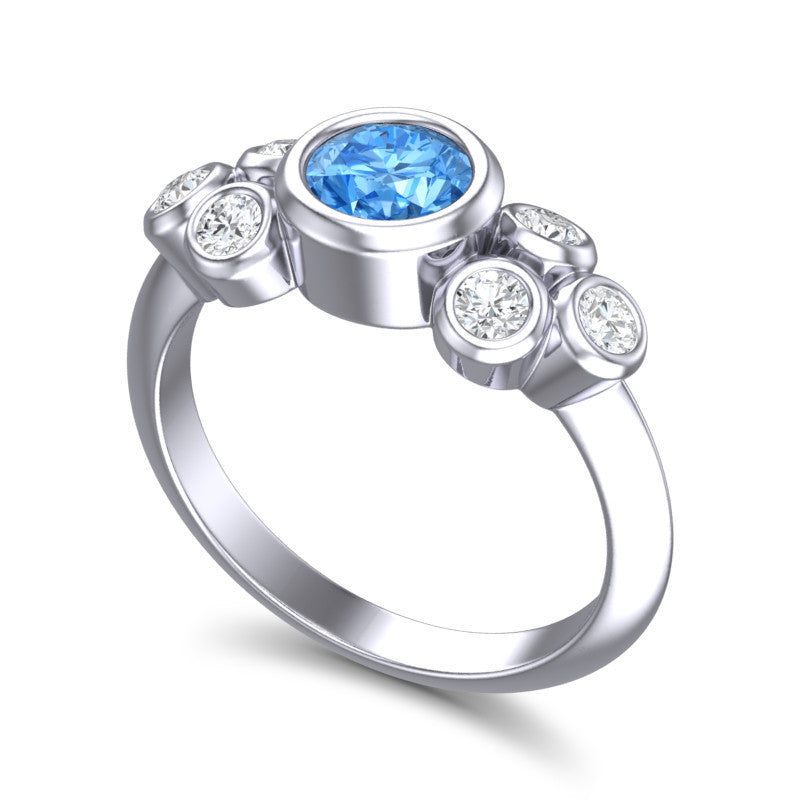 Swiss Blue Topaz and Diamond